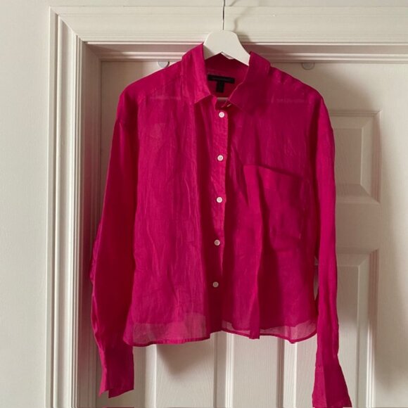 Banana Republic Sheer Hot Pink Shirt - Picture 2 of 6